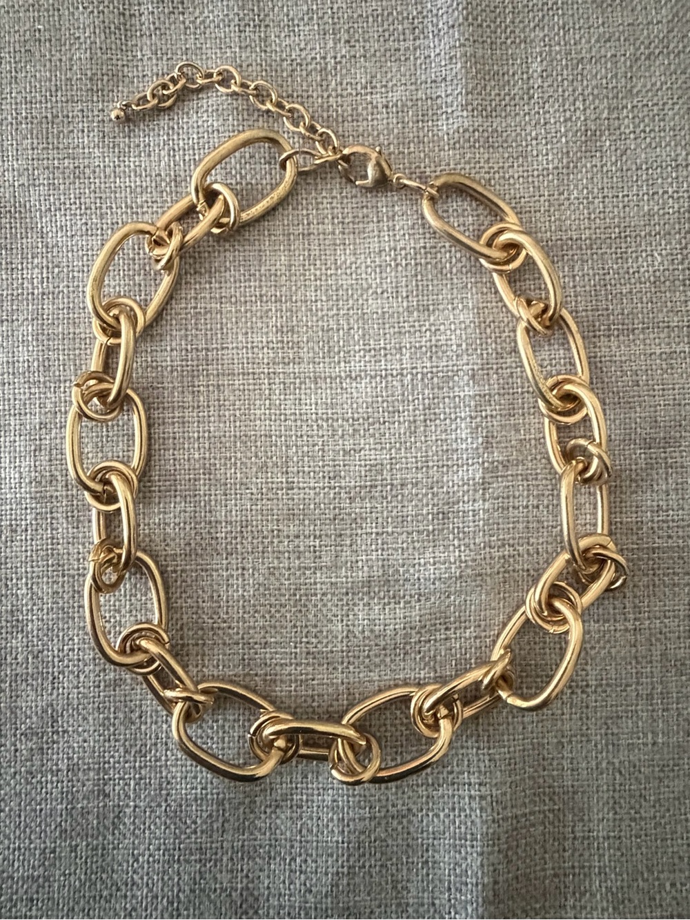 Gold Tone Oversized Link Chain Necklace | Chunky Statement Necklace Adjustable